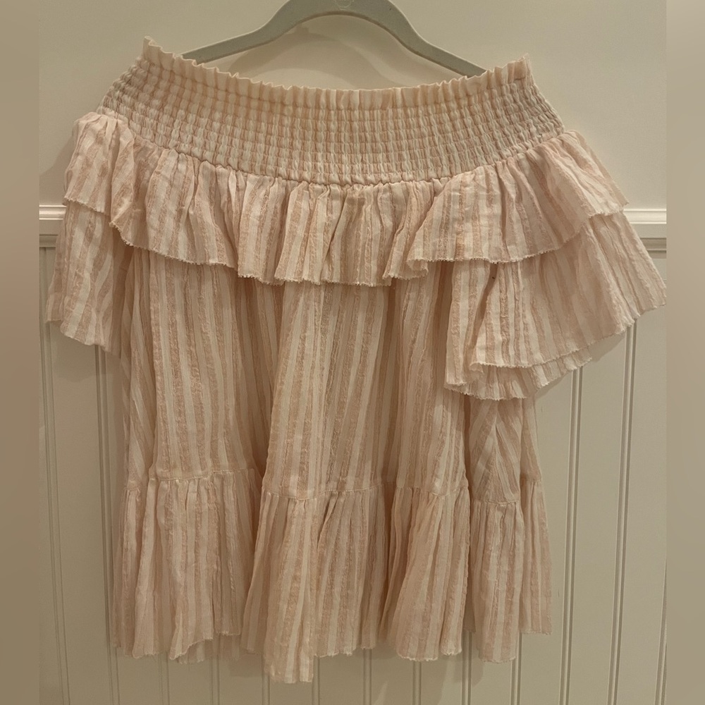 Ulla Johnson striped off-the-shoulder blouse